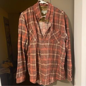 Haband burnt orange vintage flannel plaid shirt